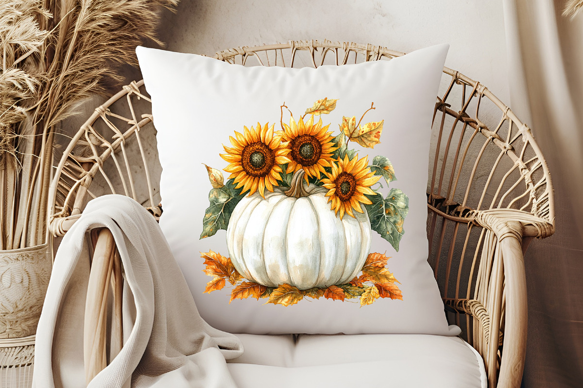 Watercolor Autumn Flower Pumpkin PNG, an Illustration by Pixels.Craft (Photo 6 of 7)