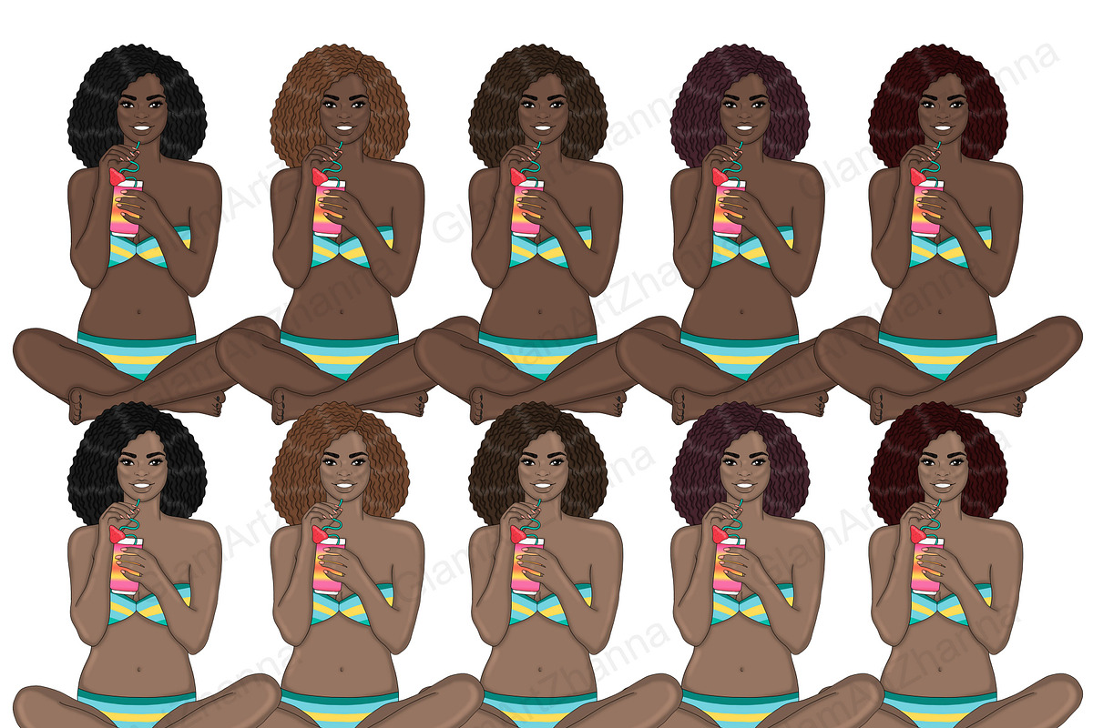 Beach Girl Clipart | Summer Woman, a Person Illustration by GlamArtZhanna (Photo 5 of 5)