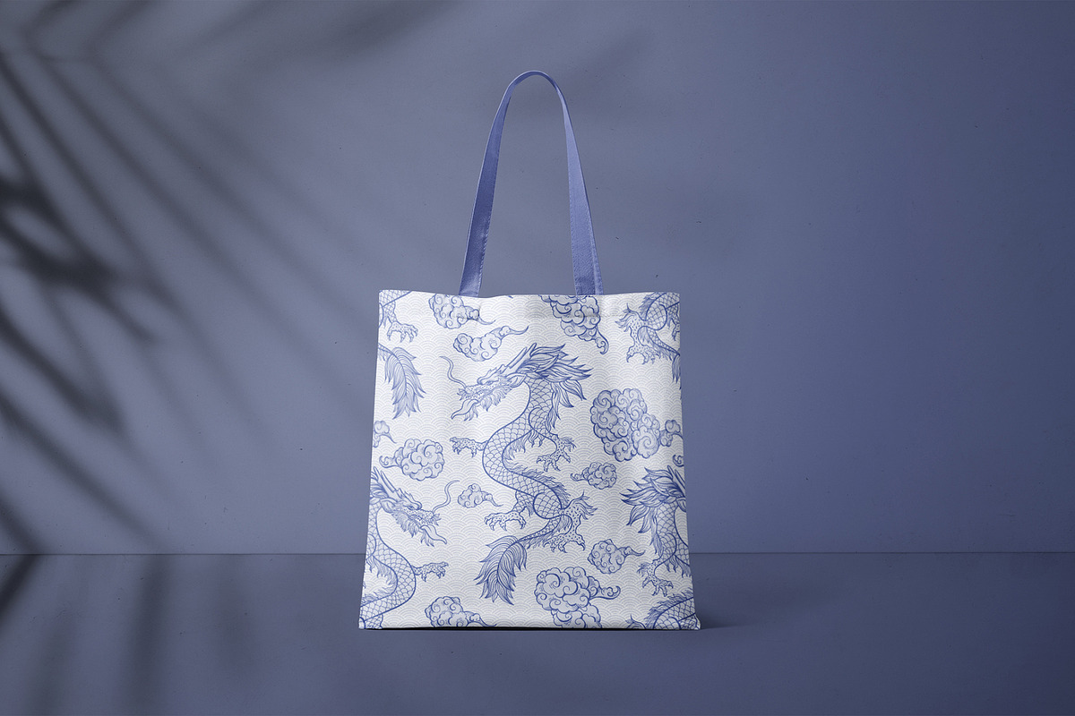 Pale Blue Chinese Dragon in Clouds, a Pattern Graphic by ilonitta (Photo 9 of 9)