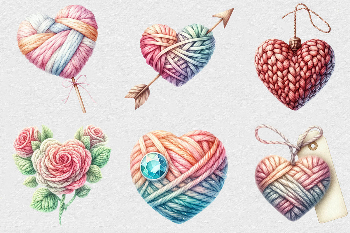 Valentine Faux Yarn Crochet Clipart, an Illustration by DreamCafeArt (Photo 5 of 7)