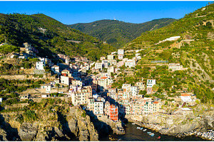 Riomaggiore village at the cinque featuring italy, riomaggiore, and cinque, an Architecture Photo by Leonid Andronov
