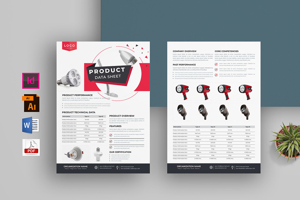Technical Data Sheet | Word & Indd, a Flyer Template by obayes