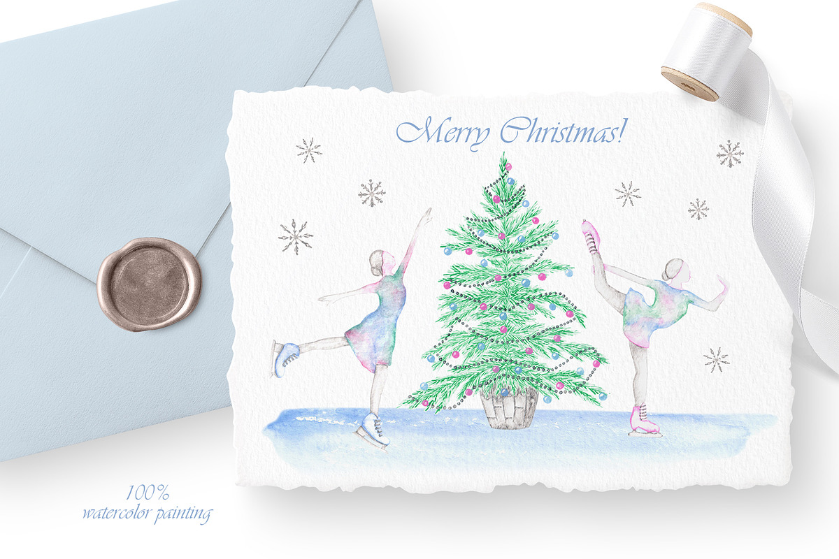 Magic winter watercolor clipart., a Seasonal Illustration by SabinaWatercolorArt (Photo 7 of 7)