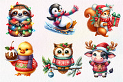 Christmas Cute Animals Clipart PNG, an Illustration by Dream Creation (Thumbnail 3 of 7)