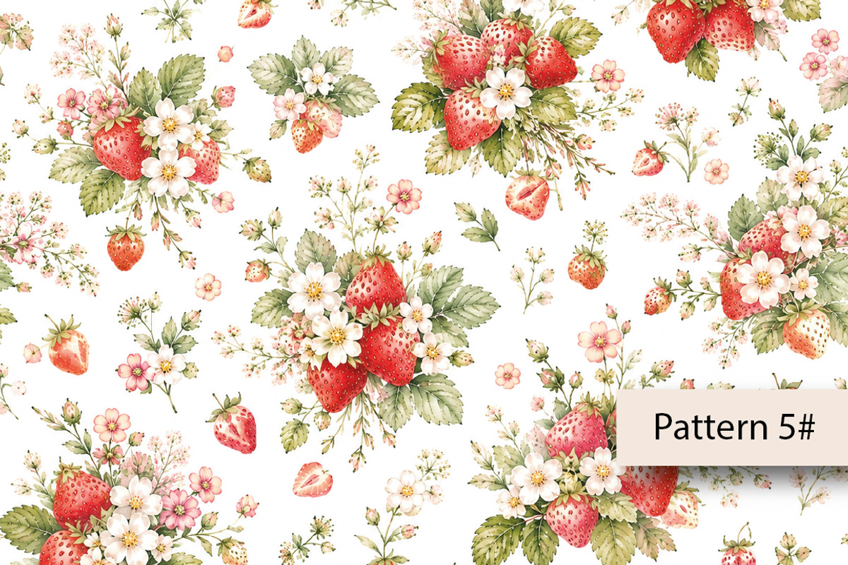 Strawberry Seamless Pattern, a Pattern Graphic by Villa 11 Estudio (Photo 6 of 13)