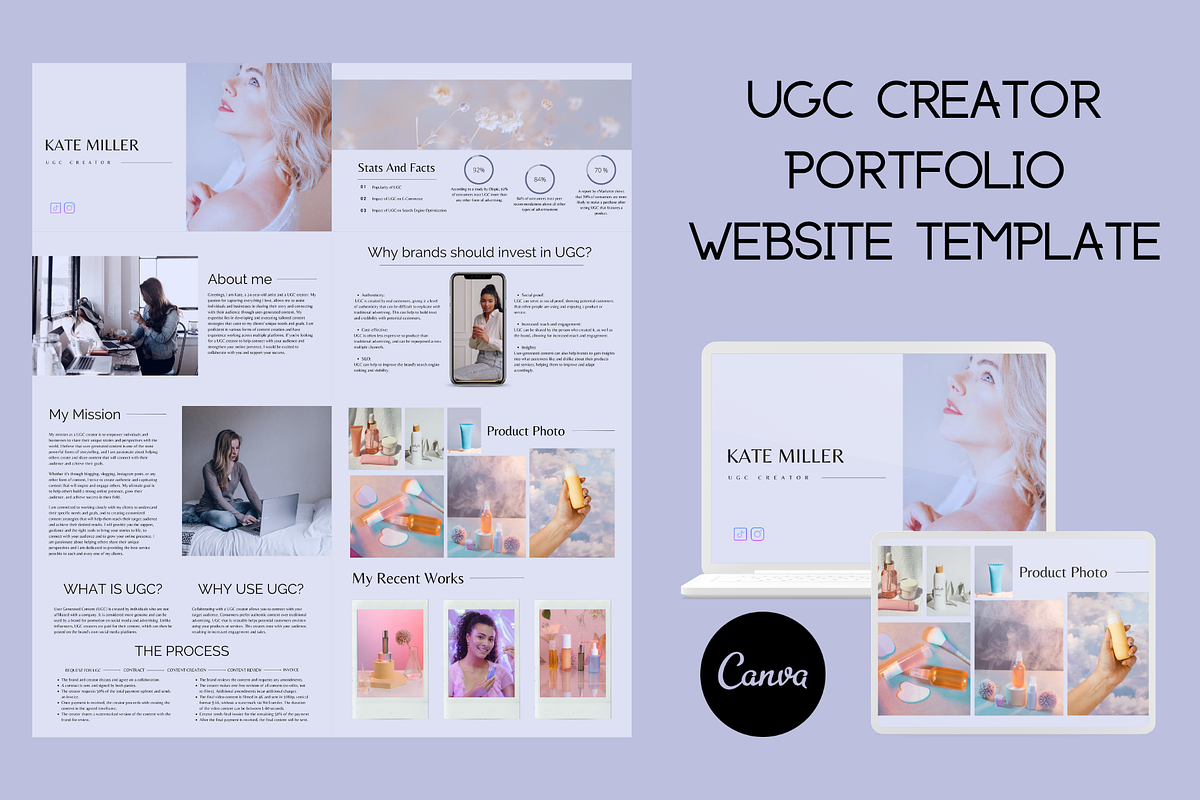 UGC Portfolio Website Canva Template, a Landing Page Template by Wixify Studio (Photo 1 of 8)