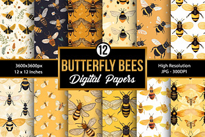 Butterfly Honeybees Digital Papers