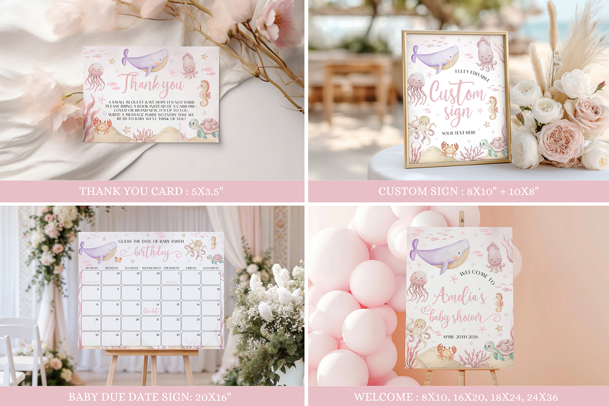 Sea You Soon Baby Shower Bundle, a Stationery Template by Digital_Mind (Photo 3 of 9)