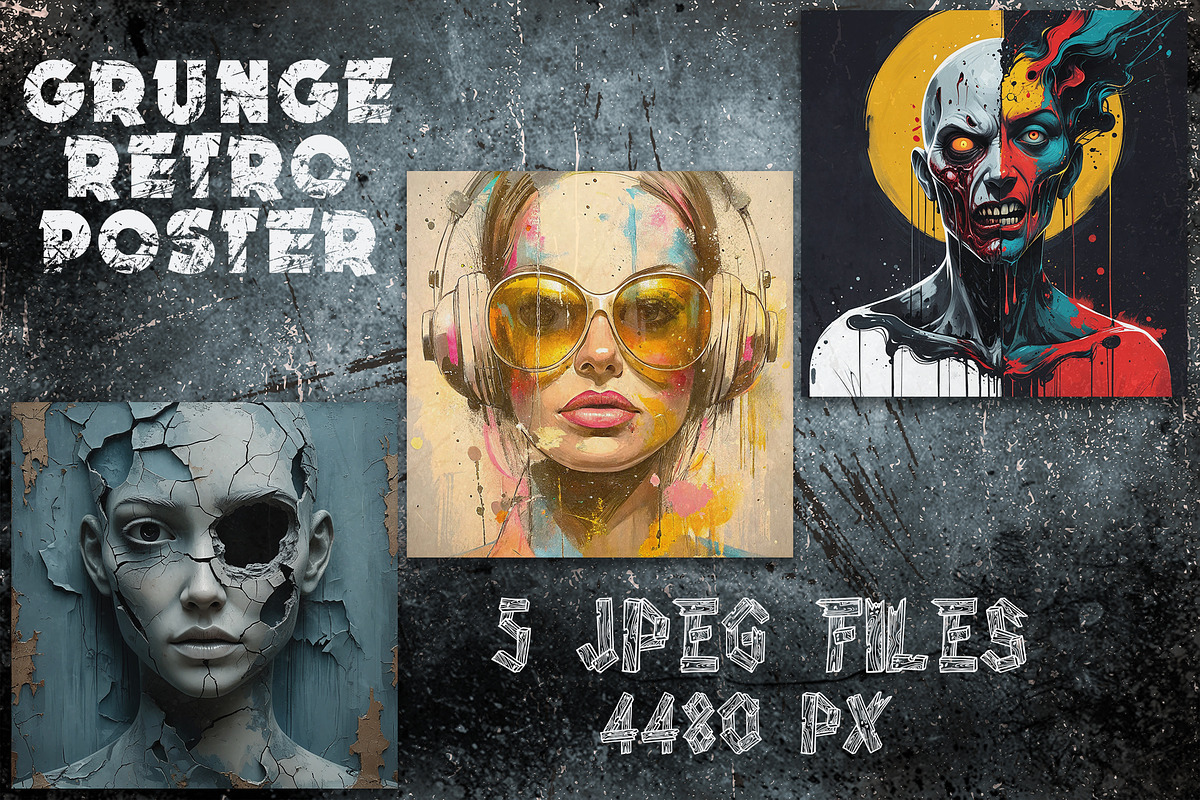 Grunge Retro Poster Collection, an Illustration by Imamul001 (Photo 1 of 7)