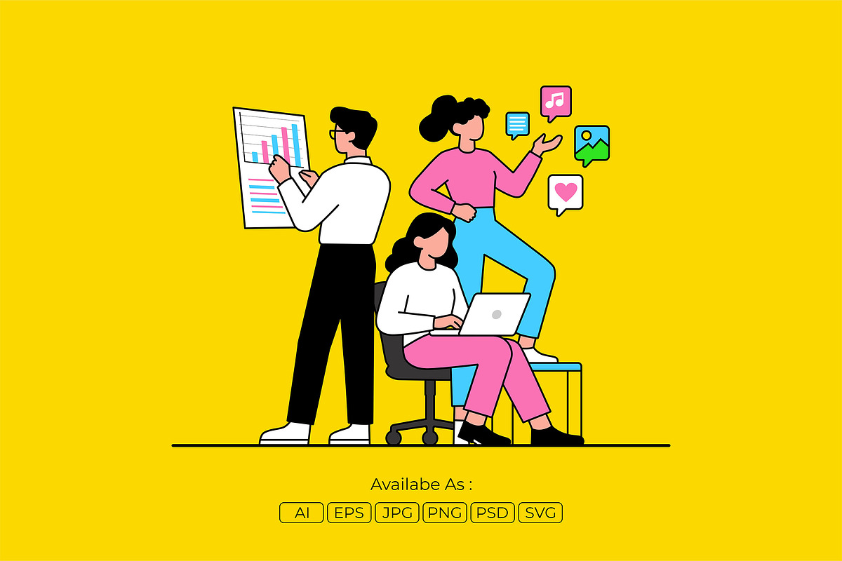 Marketing Team Collaboration Concept, a Work Illustration by Partikusi Design (Photo 2 of 3)