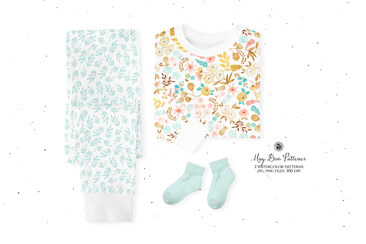 May Duo Watercolor Patterns, a Pattern Graphic by Webvilla Studio ...