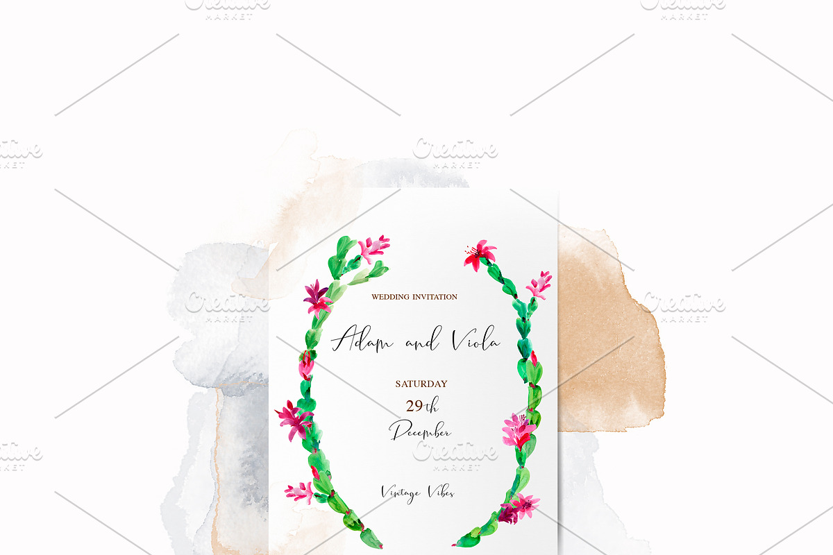 Watercolor Thanksgiving cactus, an Illustration by Belusuab (Photo 6 of 14)