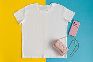 White blank t-shirt mockup, a Beauty & Fashion Photo by Kolomiyets Viktoriya