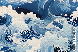 Mighty Sea Waves. Seamless Bundle 2