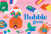 Bubble gum pack in vibrant colors, a Food Illustration by My.Ordinarty (Thumbnail 1 of 4)