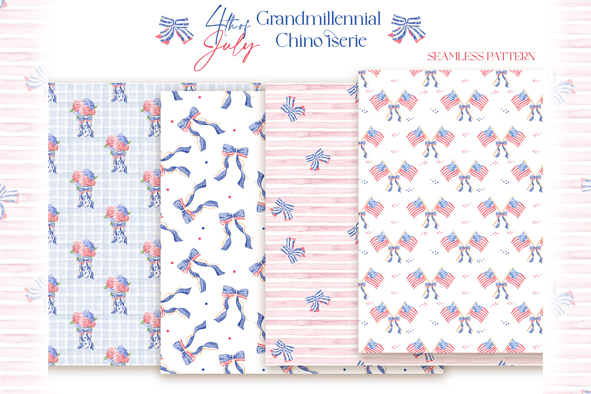 4th of July Watercolor Clipart, an Illustration by TheHappyGiftArt (Photo 6 of 9)