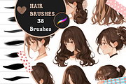 Procreate Hair Brushes, a Brush Add-On by nikiartcorner (Thumbnail 1 of 8)