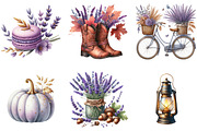 Watercolor Lavender Fall Clipart, an Illustration by DreamArtGraphic (Thumbnail 3 of 5)