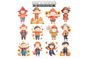 Watercolor Scarecrow Clipart Fall, an Illustration by CharmClipart (Thumbnail 3 of 9)