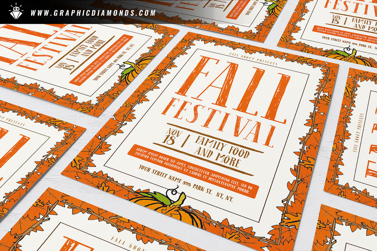 Fall Autumn Festival Flyer, a Flyer Template by GraphicDiamonds (Photo 2 of 6)