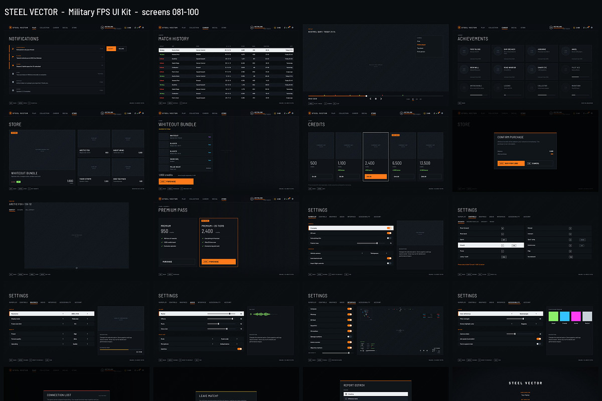 Military FPS Game 100 Screens, an UI Kit Template by pawellpi (Photo 17 of 116)