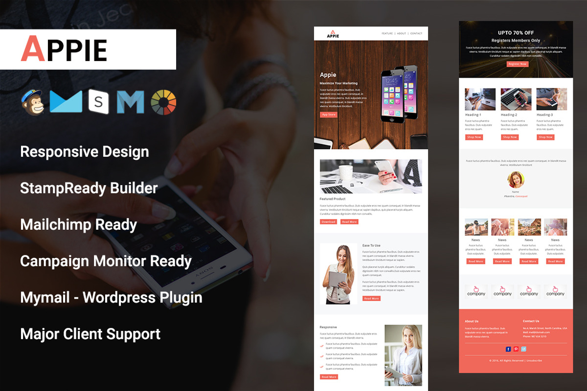 APPIE- RESPONSIVE EMAIL TEMPLATE, an Email Template by Pennyblack Templates (Photo 1 of 3)