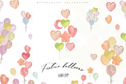 Watercolor Balloons Clipart Set, a Decorative Illustration by Sunshine Art (Thumbnail 1 of 8)