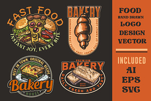 Bakery hand-drawn labels and badges, a Branding & Logo Template by Billah Hub
