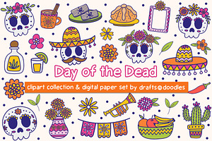 Day of the Dead Clipart and Patterns, an Object Illustration by Drafts n Doodles