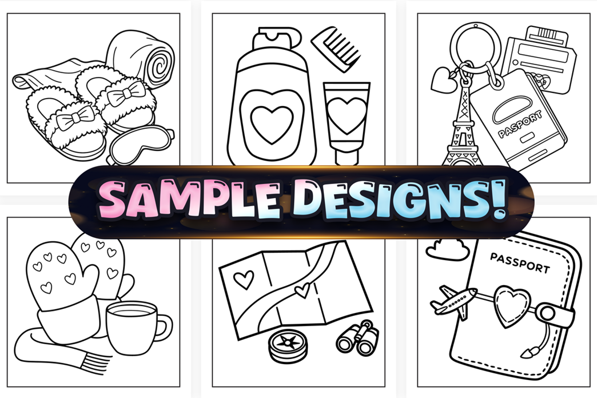 Bold Easy Travel Girly Coloring Page, an Object Illustration by Craftsbeefy (Photo 2 of 4)