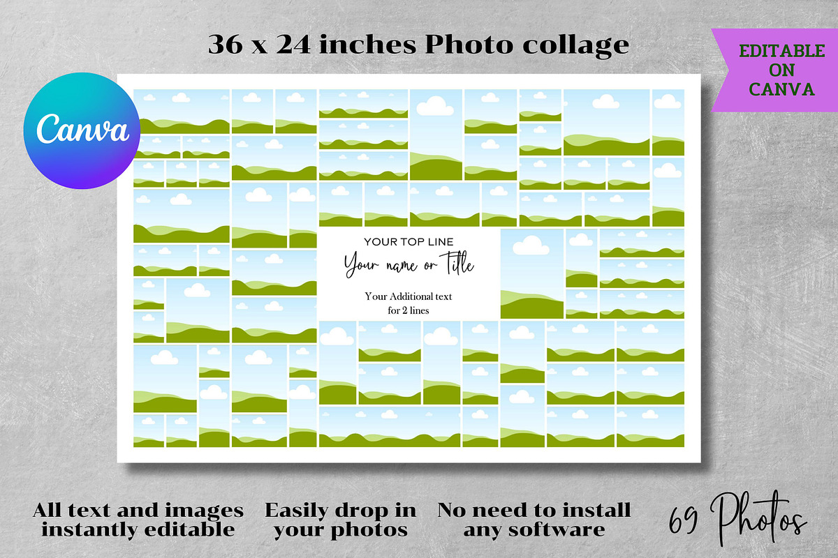 Editable Photo Collage Canva Templat, a Poster Template by Adalin Shop (Photo 2 of 4)