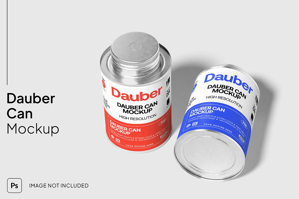 Can Mockup Front & Side, a Cups & Container Mockup by graphicsauce (Photo 1 of 4)