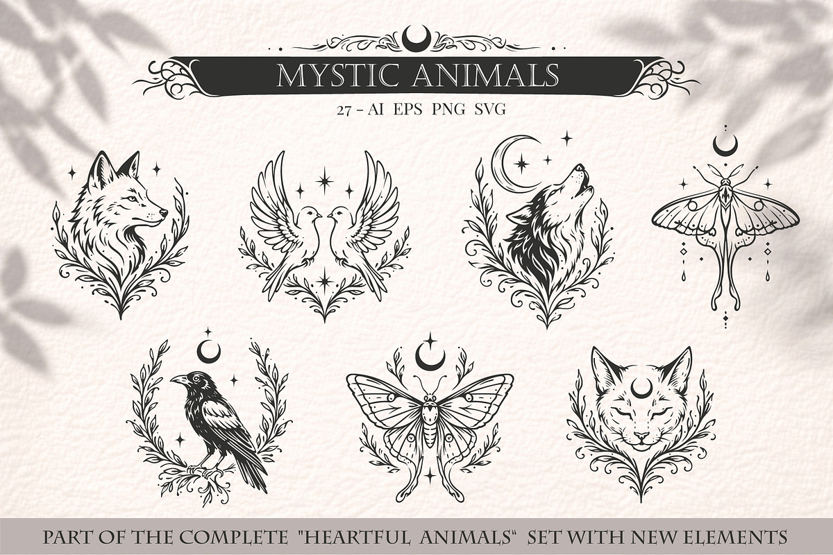 Mystic Animals & Celestial Bundle, an Animal Illustration by Christine Krahl (Photo 1 of 17)