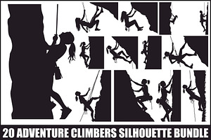 Adventure Climbers Silhouette Set, an Illustration by jahid234