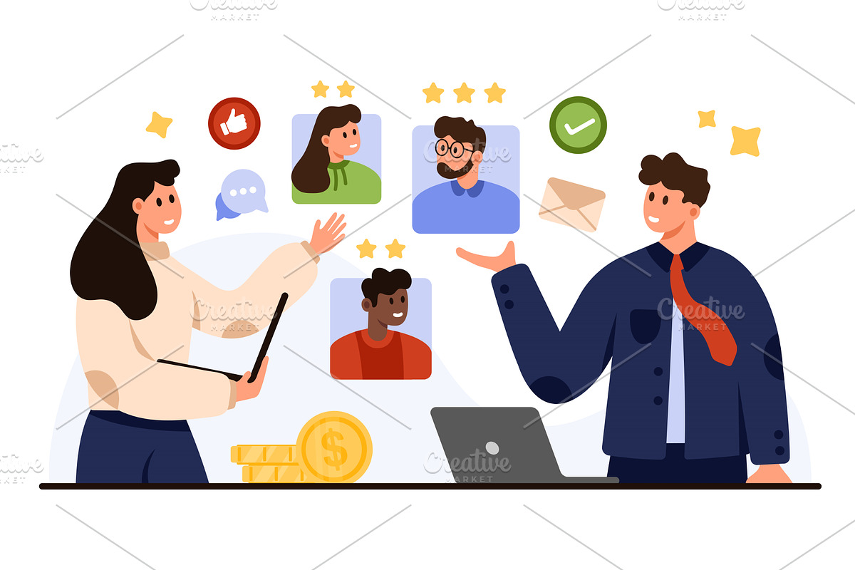 HR Team Discussing Employee, a Person Illustration by Flashvector