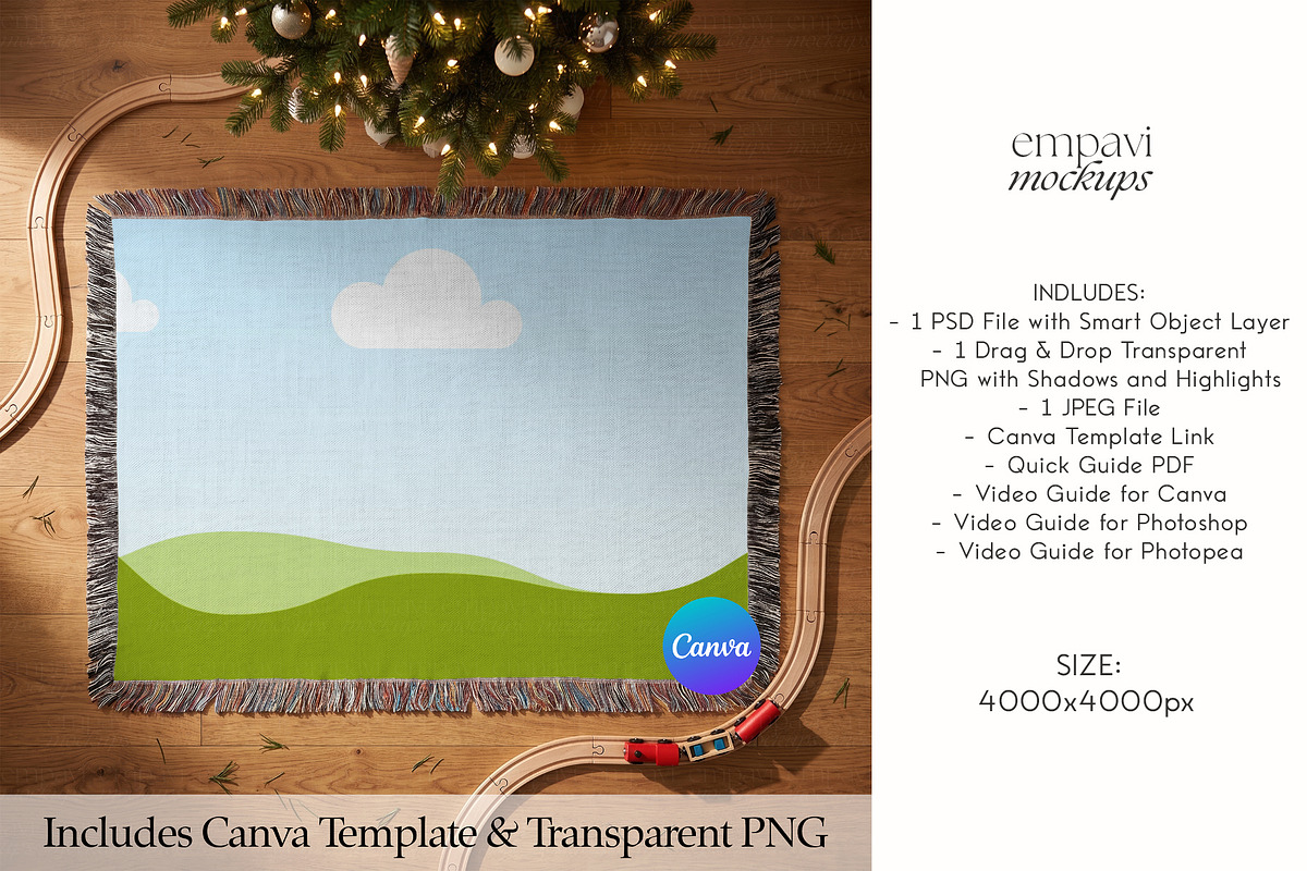 Woven Blanket Flat Lay Mockup, a Household Mockup by EmpaviMockups (Photo 3 of 6)