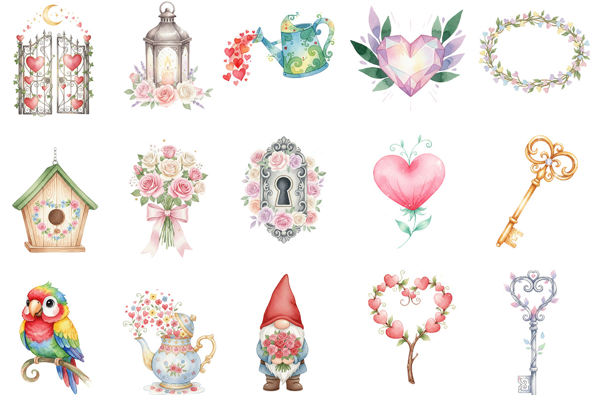 Enchanted Love Garden Clipart Colle, an Illustration by Designking (Photo 2 of 5)