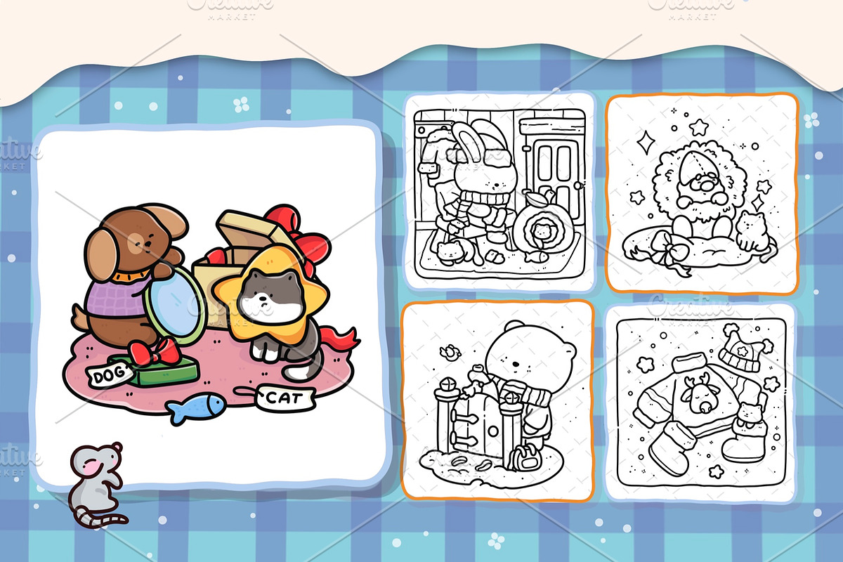 Kawaii Christmas Digital Coloring, an Object Graphic by Bold & Easy Coloring Book (Photo 3 of 4)