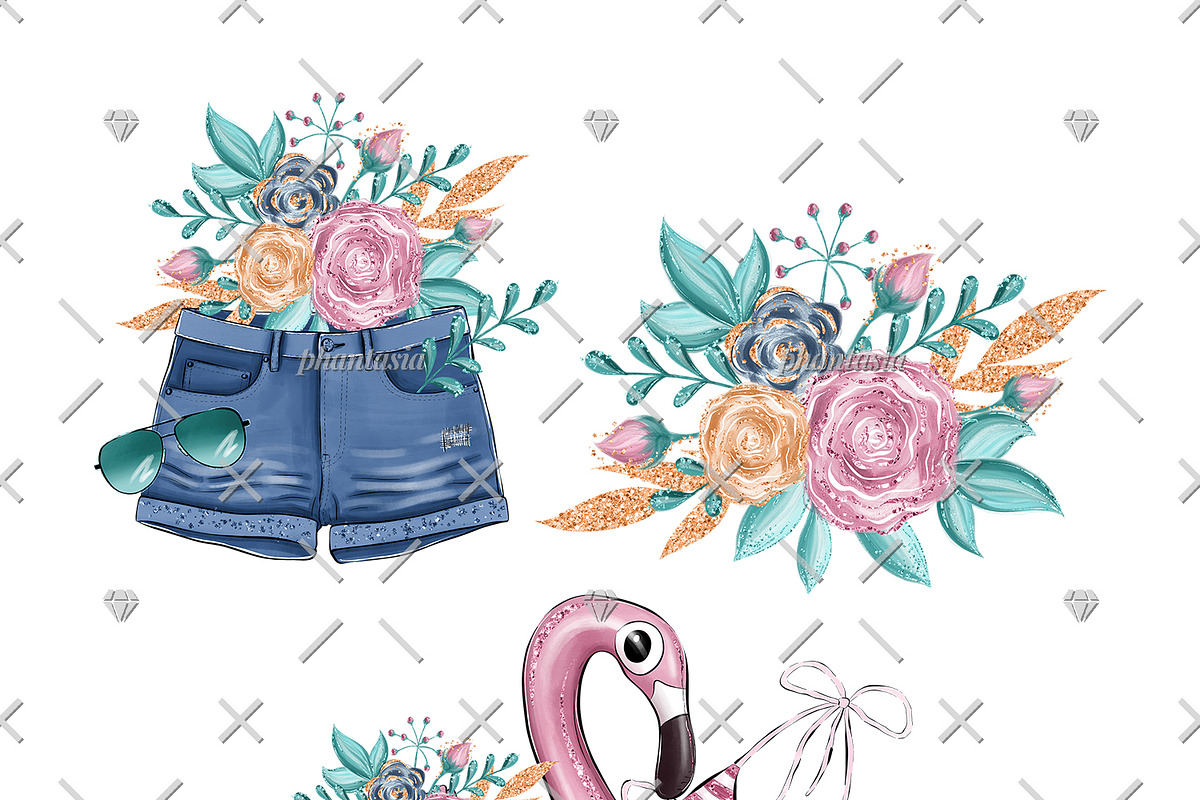 Poolside Watercolor Cliparts, an Illustration by Phantasia Design (Photo 4 of 8)