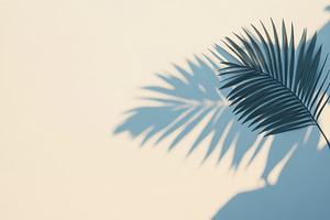 Palm leaves casting intricate shadows on a smooth surface in warm light, a Background Photo by AlyaAnd