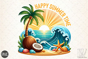 Happy Summer Time, Summer Beach PNG, an Illustration by Libby Wishes (Thumbnail 1 of 5)