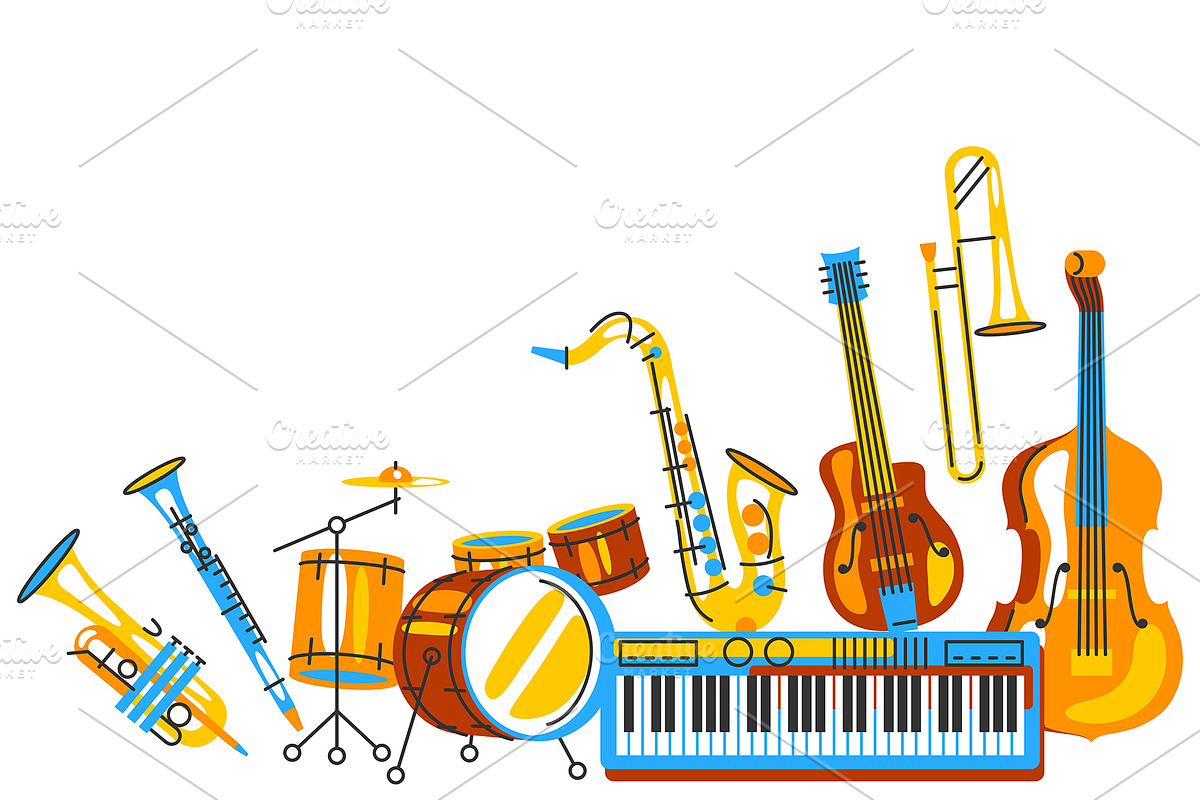 Background with musical instruments., a Background Graphic by incomible