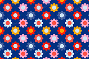 Blue retro floral pattern 60s, a Pattern Graphic by Art's and patterns (Thumbnail 4 of 4)