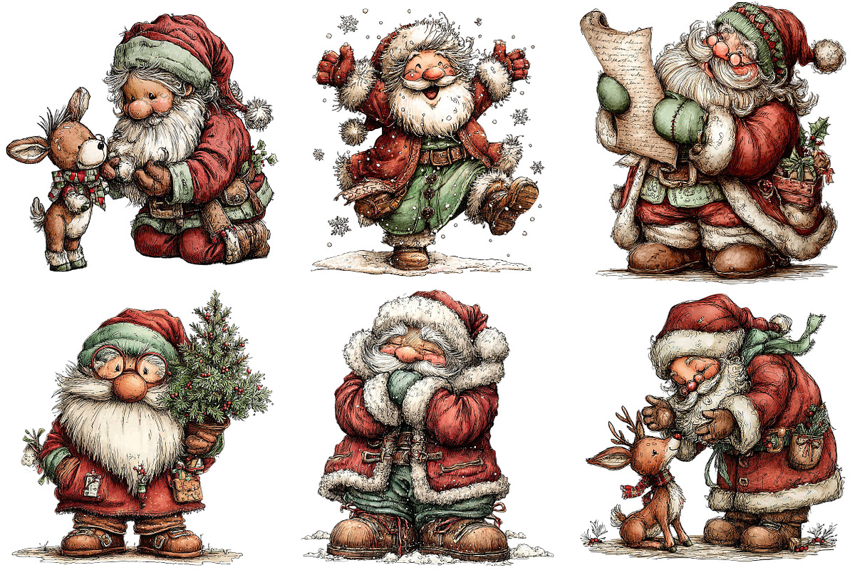 Whimsical Santa Claus Clipart, an Illustration by Craft Nest (Photo 9 of 9)