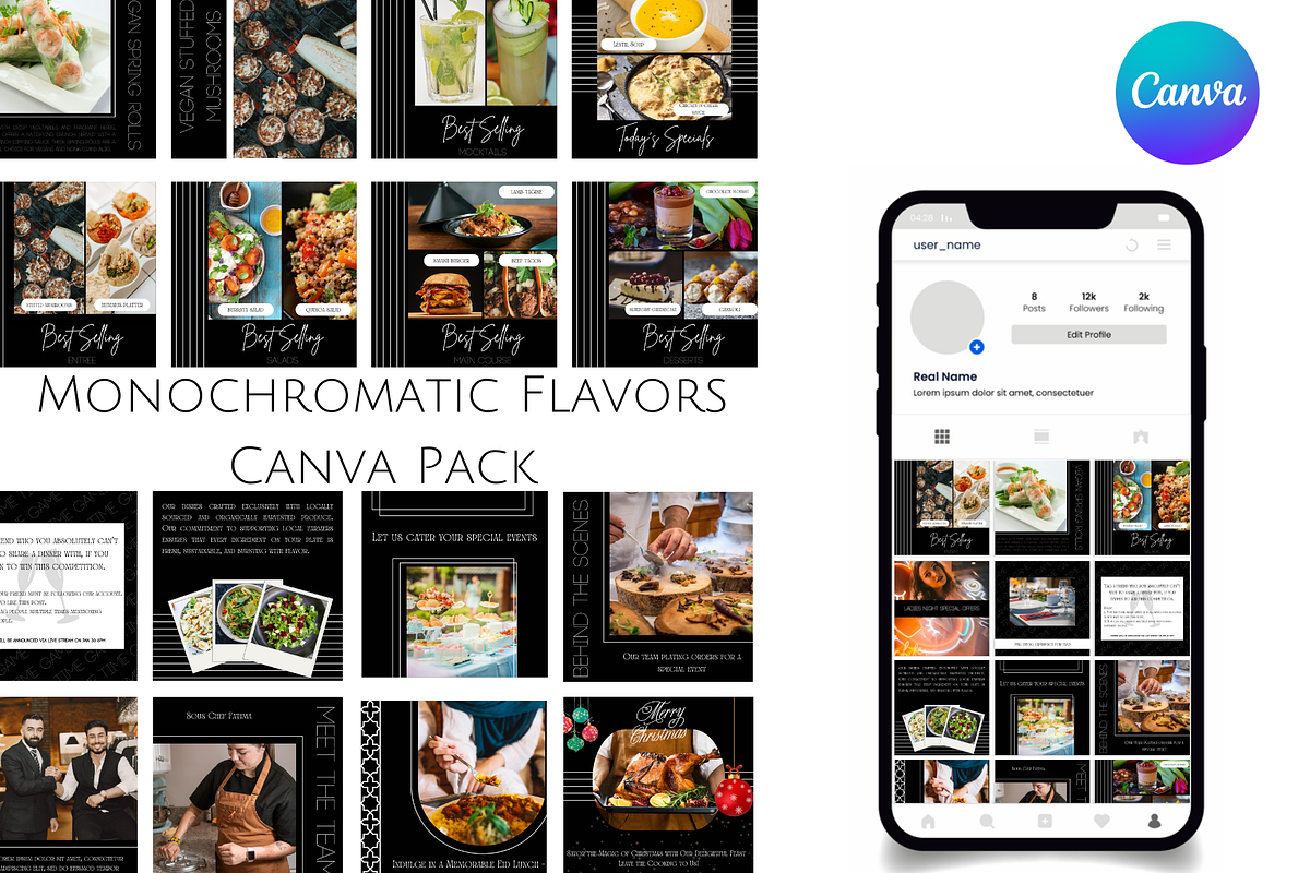 Monochromatic Flavors Canva Pack, a Social Media Template by Contento BH (Photo 1 of 4)