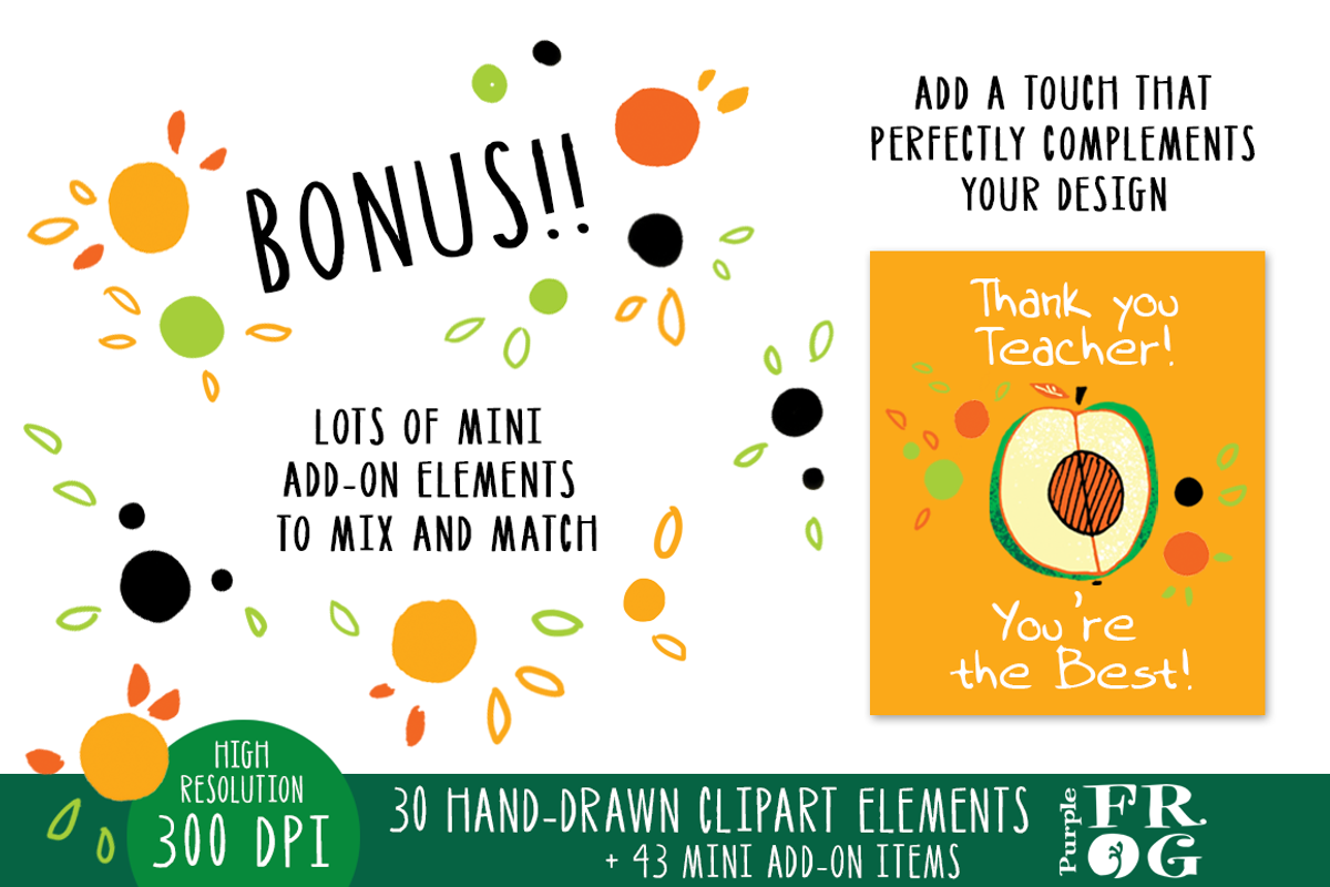 An Apple a Day - Digital Clipart, a Food Illustration by Purple Frog (Photo 4 of 5)