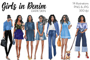 Girls in Denim - Dark Skin, a Person Illustration by Parinaz Wadia Design (Thumbnail 1 of 4)