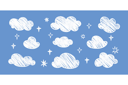 Kid cloud chalk crayon doodle vector
