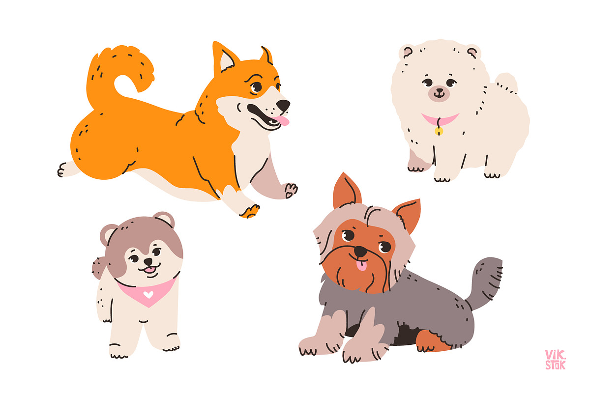 Cute dogs of different breeds set, an Animal Illustration by vik.stock (Photo 4 of 11)