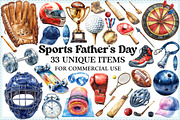 Watercolor Sports Father's Day PNG, an Illustration by Craft Nest (Thumbnail 1 of 6)
